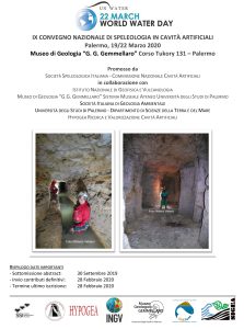 19 al 22 Marzo 2020 – IX Convegno Nazionale di Speleologia in Cavità Artificiali, Palermo