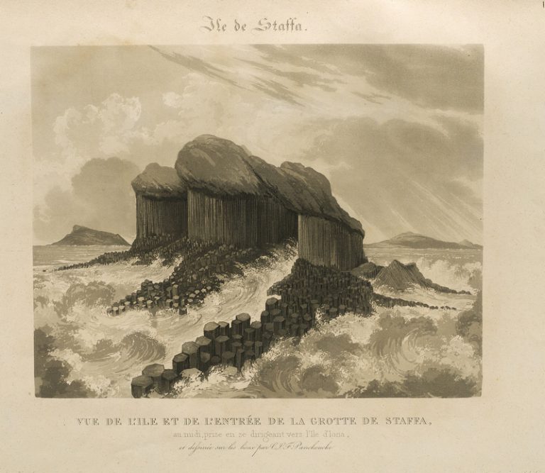 Il libro raro “Ile de Staffa et sa grotte basaltique” è stato donato dal Prof. Forti alla Biblioteca Franco Anelli