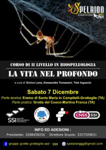 Corso di II Livello di Biospeleologia “La Vita nel Profondo”